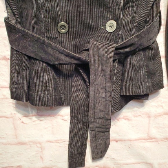 Michael‎ Michael Kors Jacket Womens Large Gray Belted Double Breasted Corduroy - Picture 6 of 12